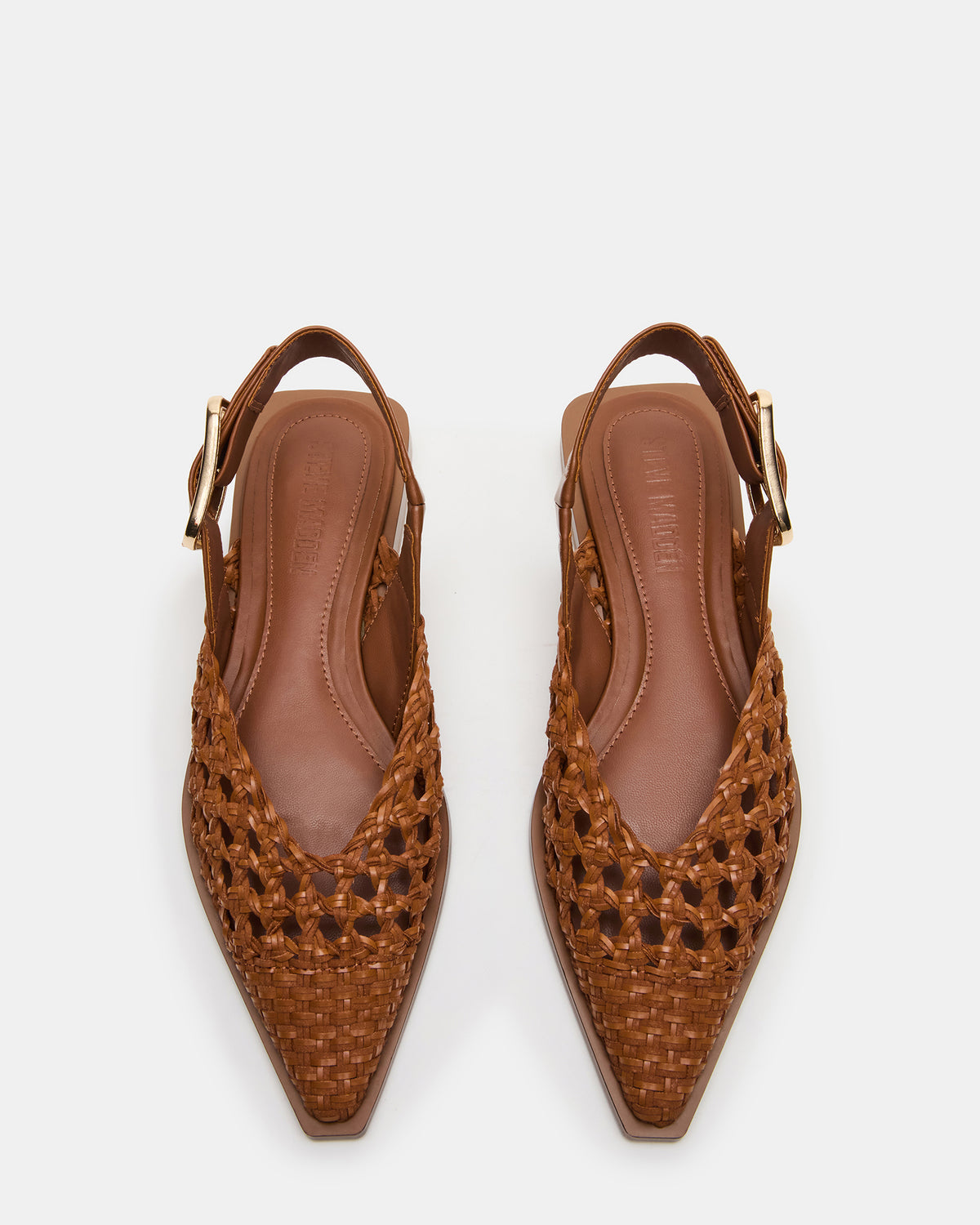 SHAY Woven Cognac Pointed-Toe Slingback Ballet Women's Flat - Steve Madden