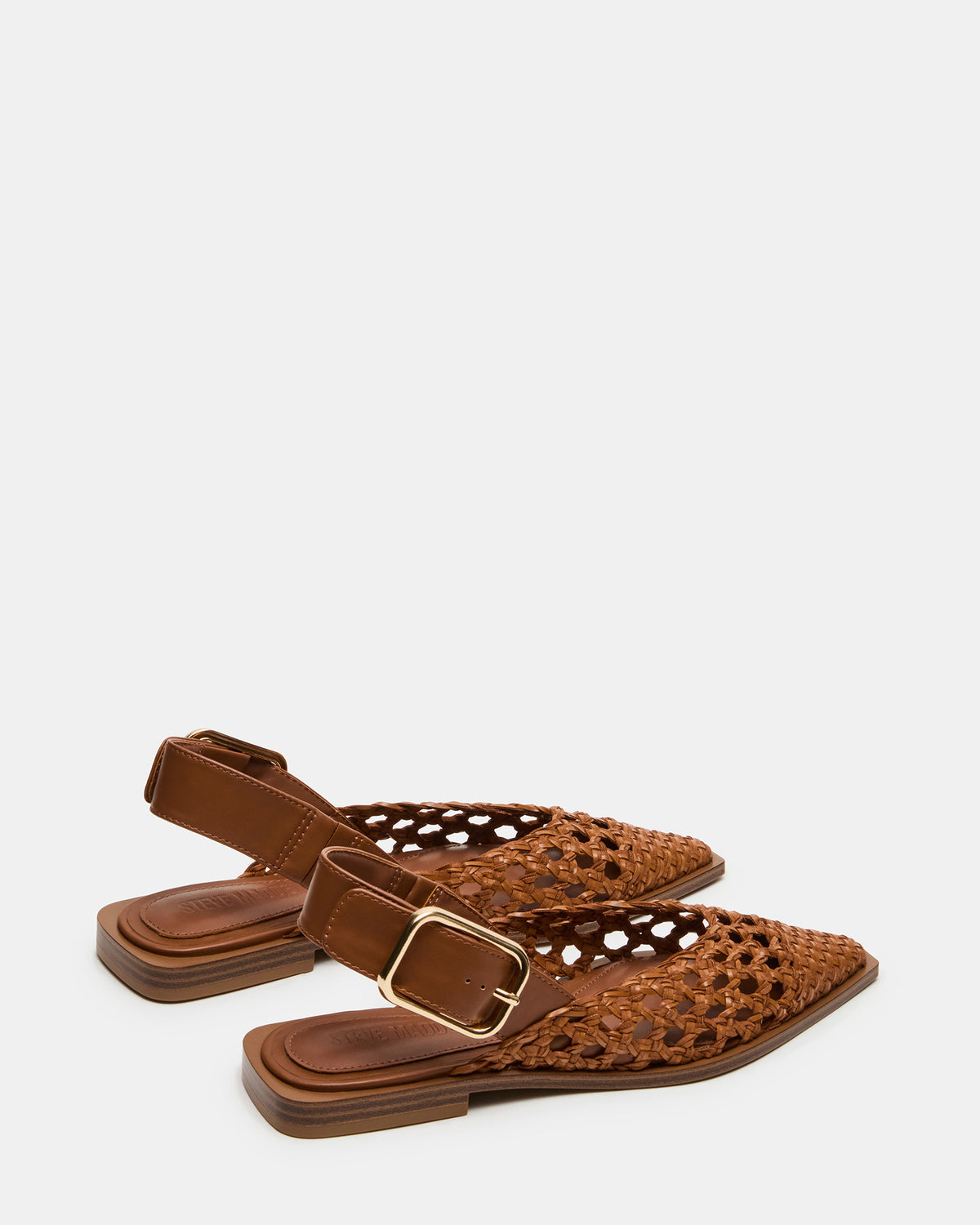 SHAY Woven Cognac Pointed-Toe Slingback Ballet Women's Flat - Steve Madden