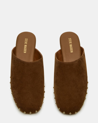 PEARSON Chestnut Suede Rounded-Toe Slip-On Women's Flat - Steve Madden