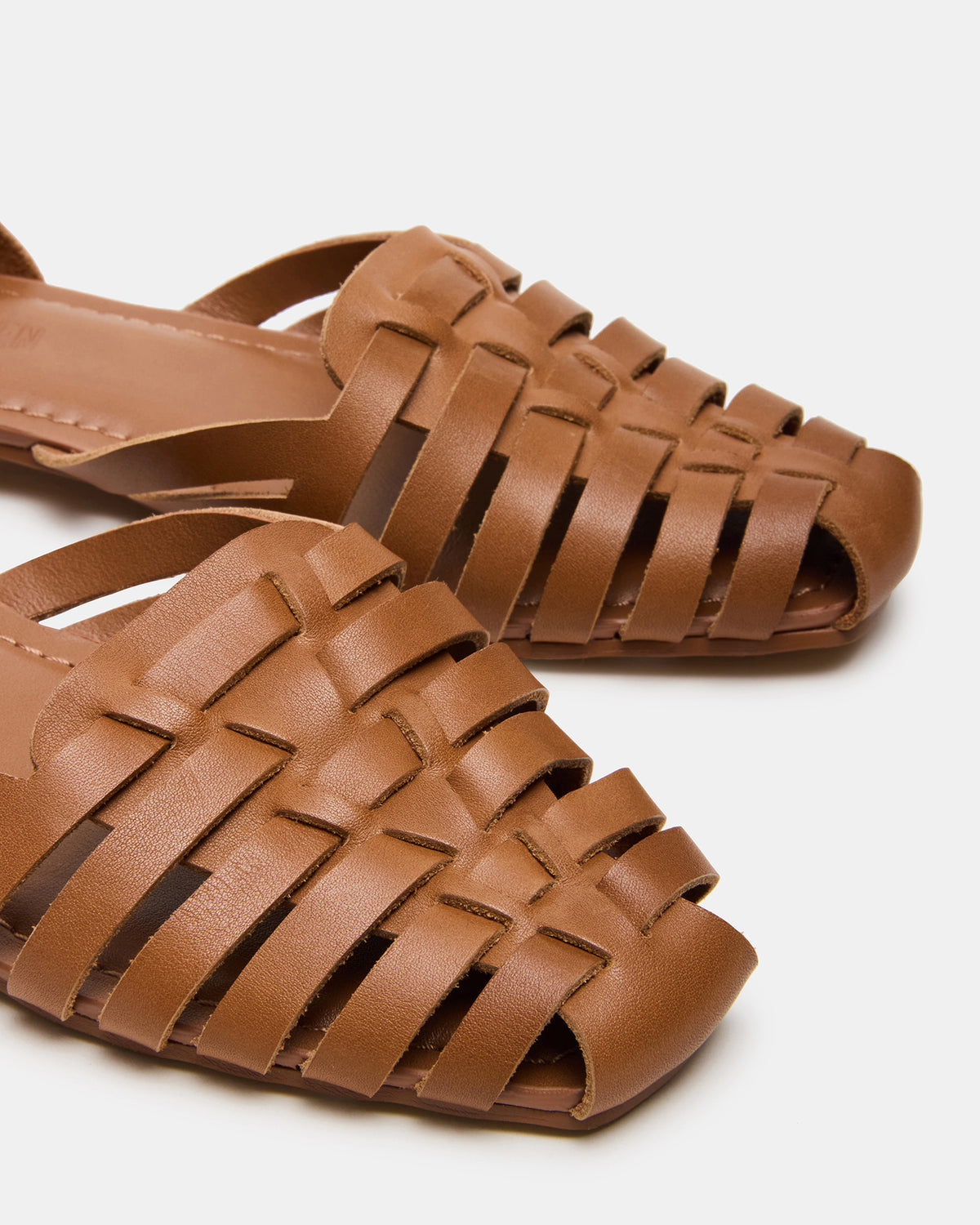 MEDLIN Tan Leather Square-Toe Fisherman Women's Flat - Steve Madden