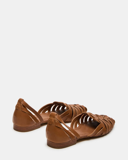 MEDLIN Tan Leather Square-Toe Fisherman Women's Flat - Steve Madden