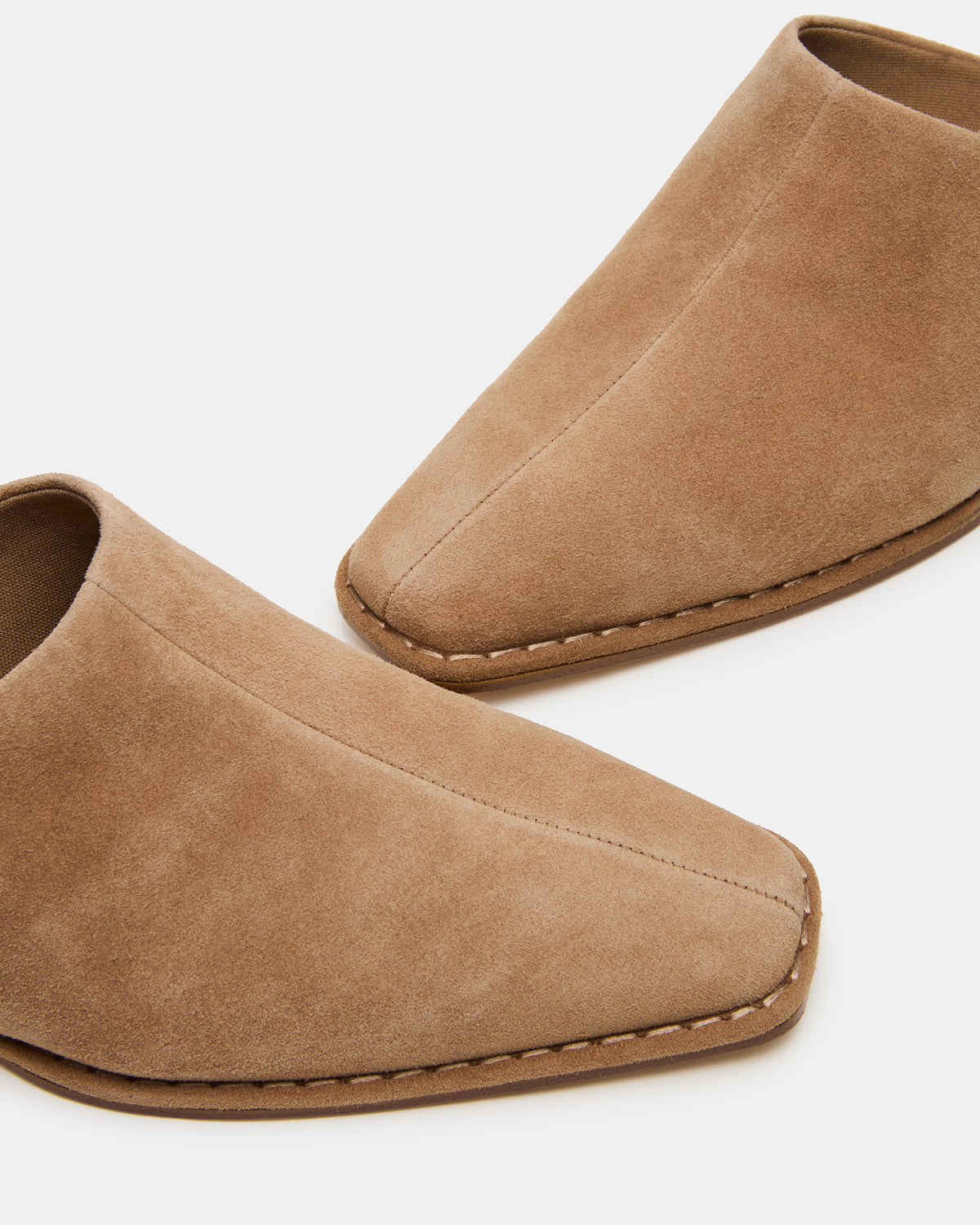 DESSA Taupe Suede Square-Toe Mule Women's Flat - Steve Madden