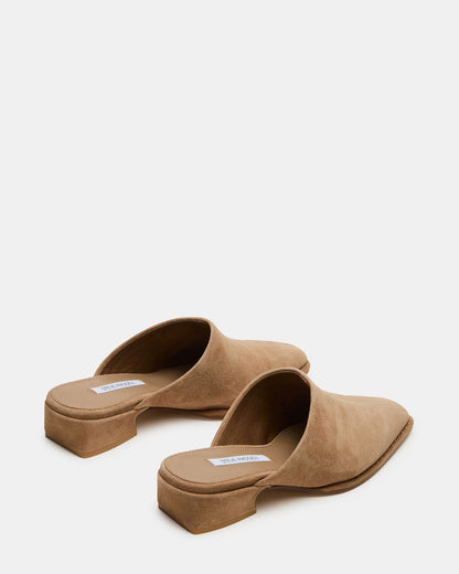 DESSA Taupe Suede Square-Toe Mule Women's Flat - Steve Madden