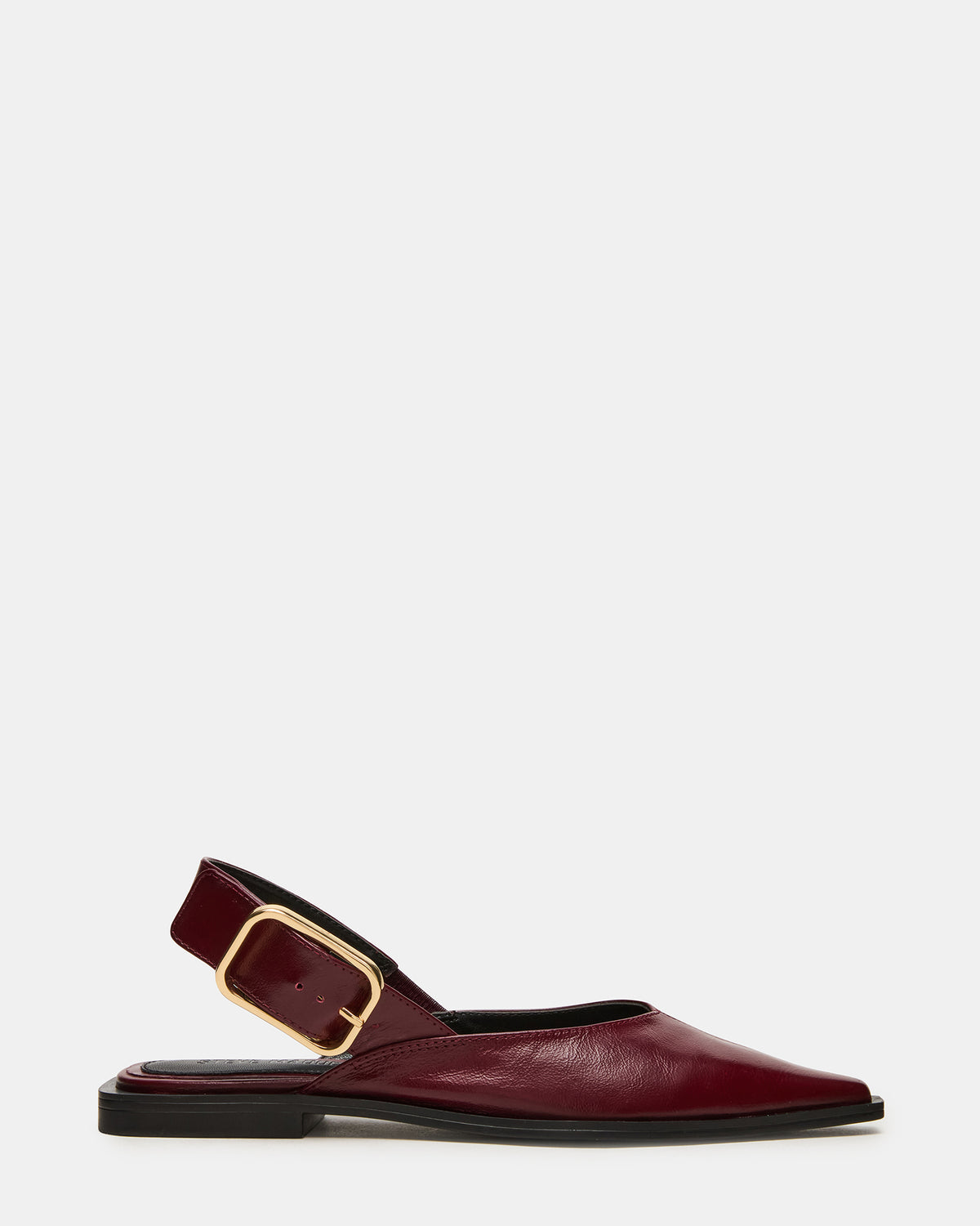 SHAY Burgundy Leather Pointed-Toe Slingback Ballet Women's Flat - Steve Madden