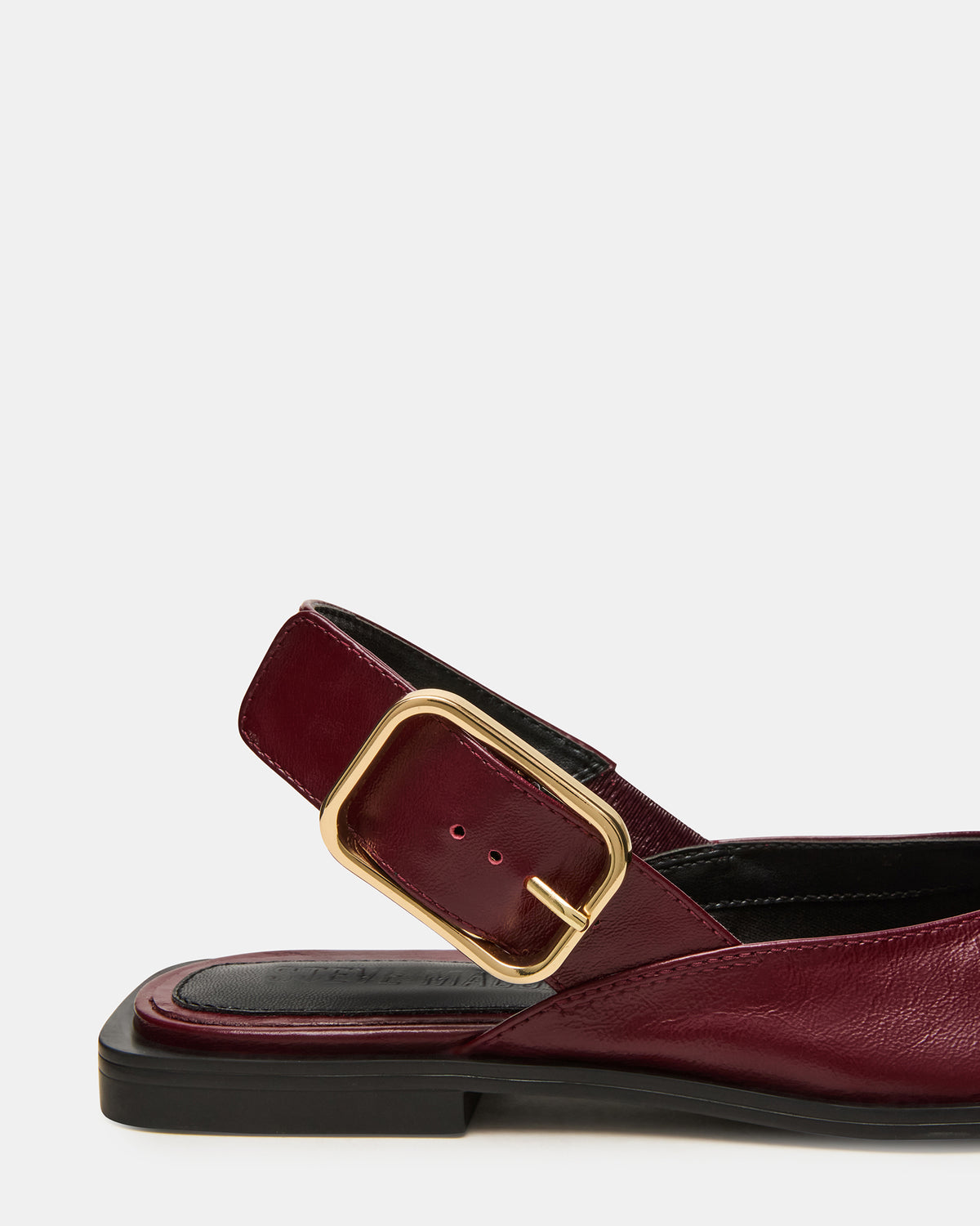 SHAY Burgundy Leather Pointed-Toe Slingback Ballet Women's Flat - Steve Madden
