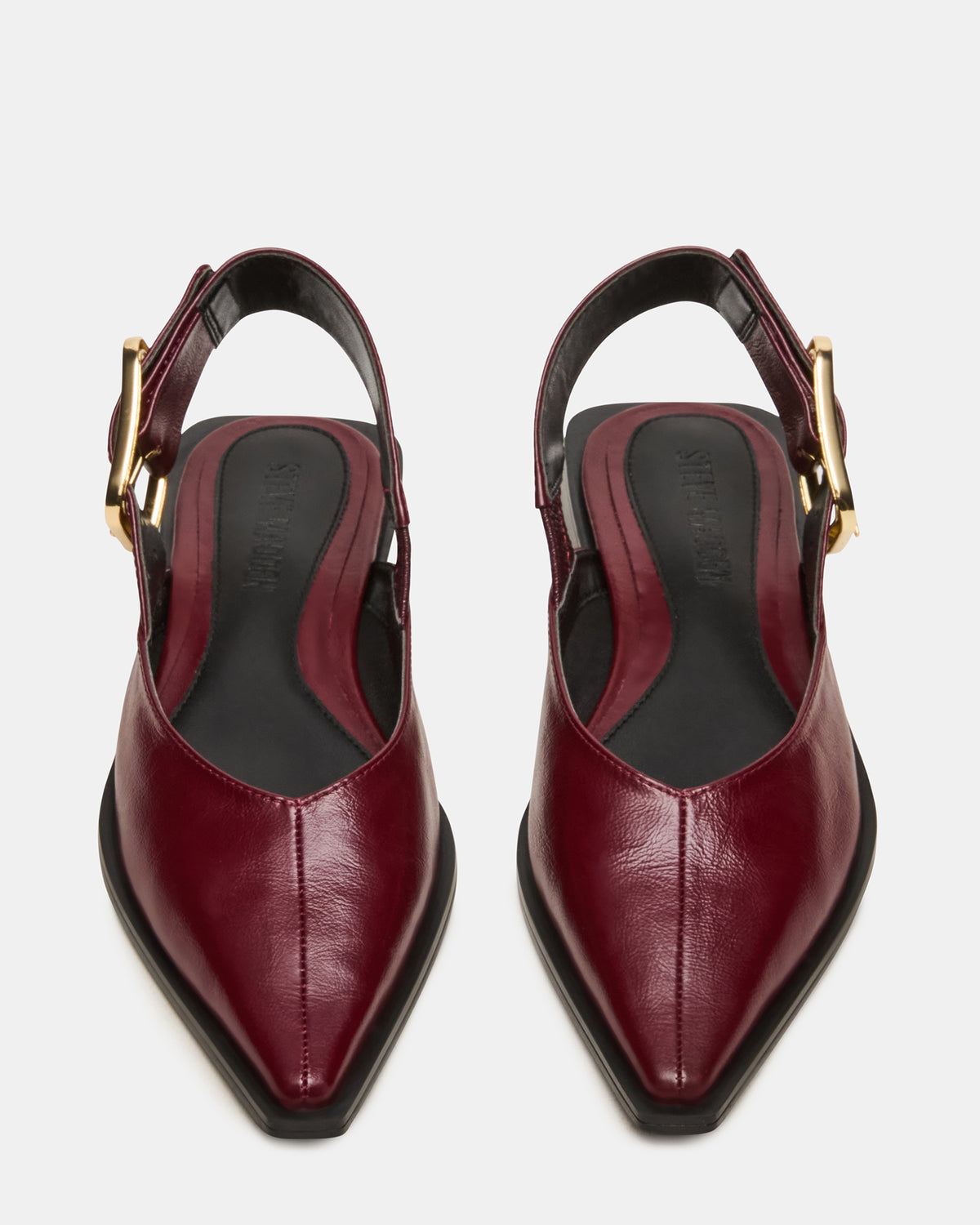 SHAY Burgundy Leather Pointed-Toe Slingback Ballet Women's Flat - Steve Madden