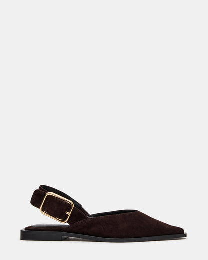 SHAY Brown Suede Pointed-Toe Slingback Ballet Women's Flat - Steve Madden