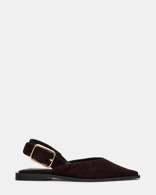 SHAY Brown Suede Pointed-Toe Slingback Ballet Women's Flat - Steve Madden