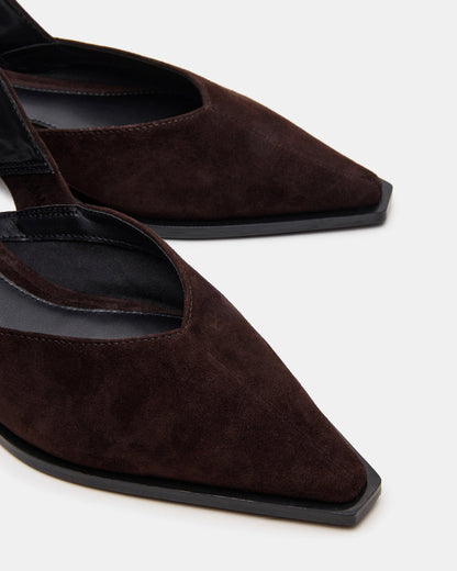 SHAY Brown Suede Pointed-Toe Slingback Ballet Women's Flat - Steve Madden