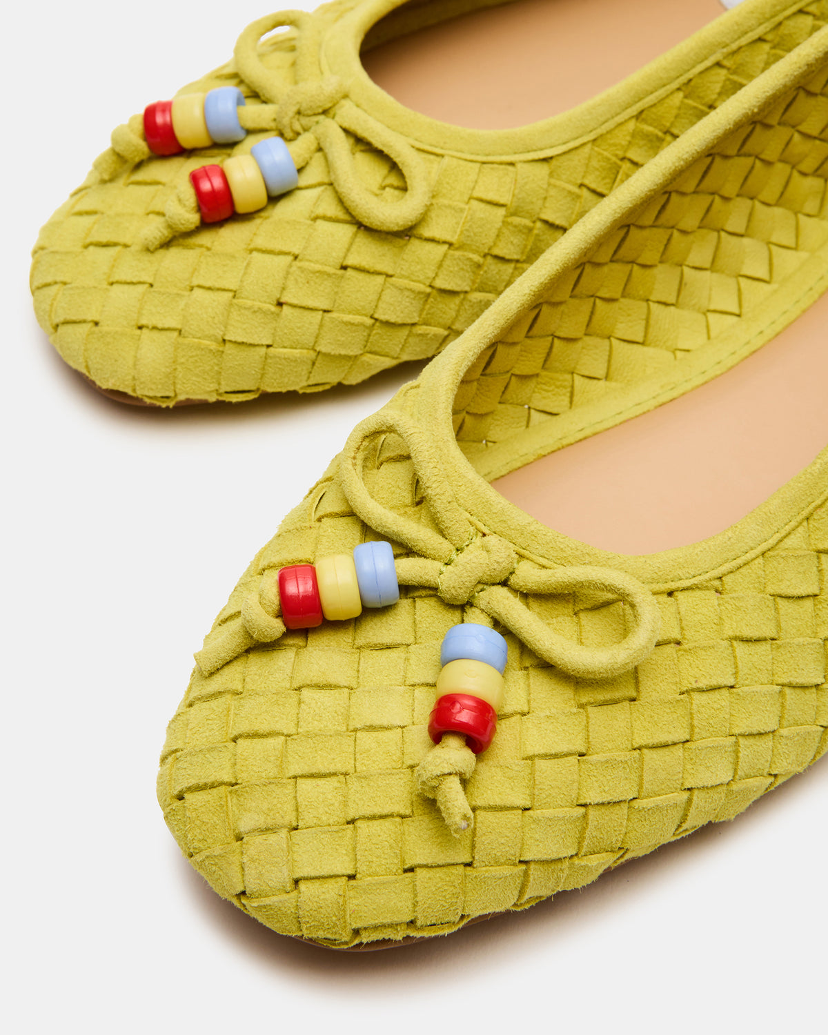 DIVY Lime Leather Woven Bow Ballet Round-Toe Women's Flat - Steve Madden