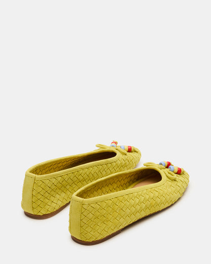 DIVY Lime Leather Woven Bow Ballet Round-Toe Women's Flat - Steve Madden
