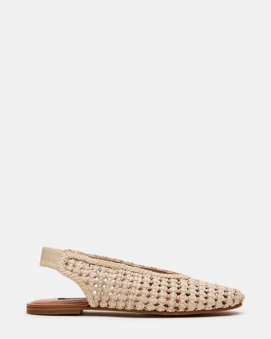 RUMI Bone Leather Woven Slingback Round-Toe Women's Flat - Steve Madden