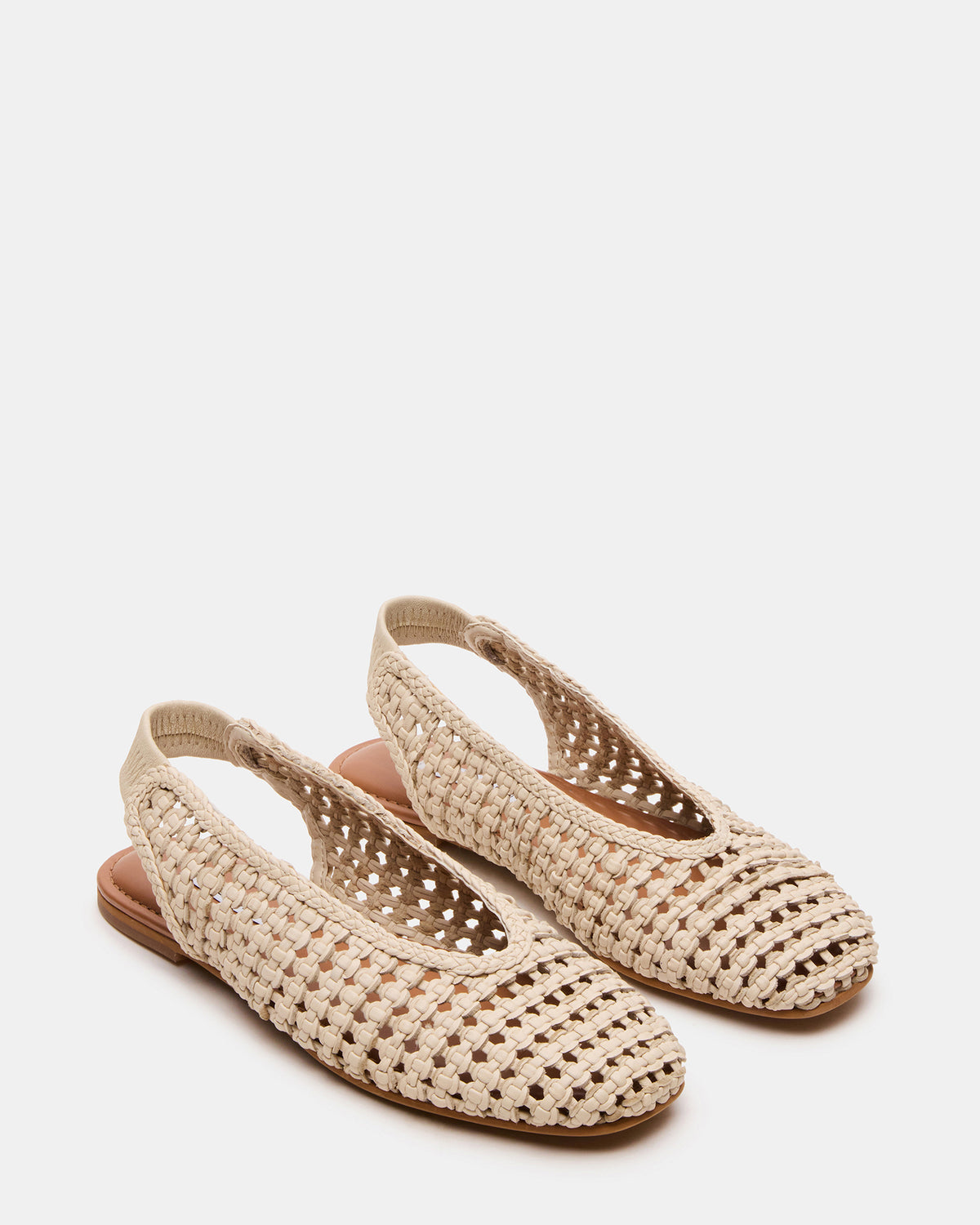RUMI Bone Leather Woven Slingback Round-Toe Women's Flat - Steve Madden