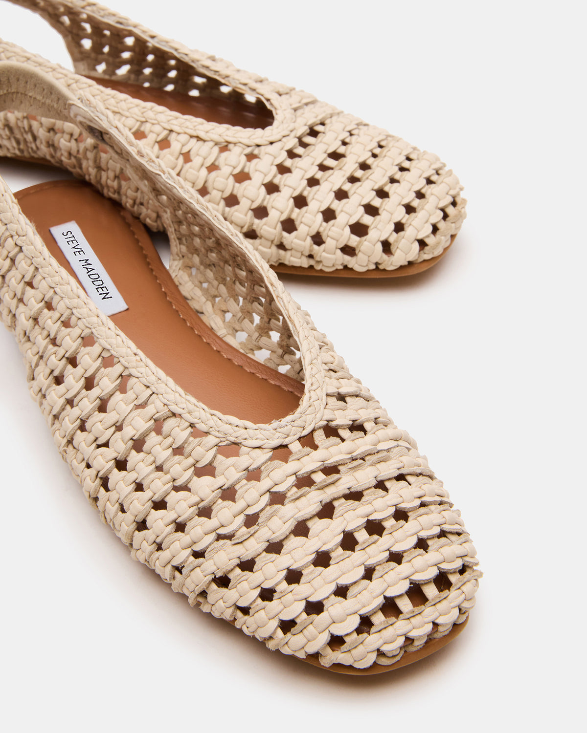 RUMI Bone Leather Woven Slingback Round-Toe Women's Flat - Steve Madden