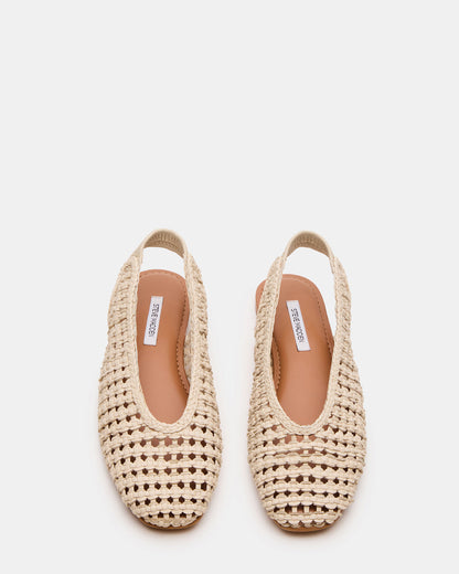 RUMI Bone Leather Woven Slingback Round-Toe Women's Flat - Steve Madden