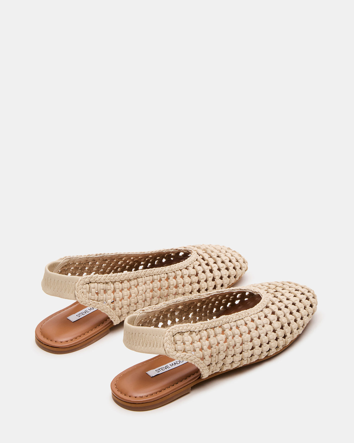 RUMI Bone Leather Woven Slingback Round-Toe Women's Flat - Steve Madden