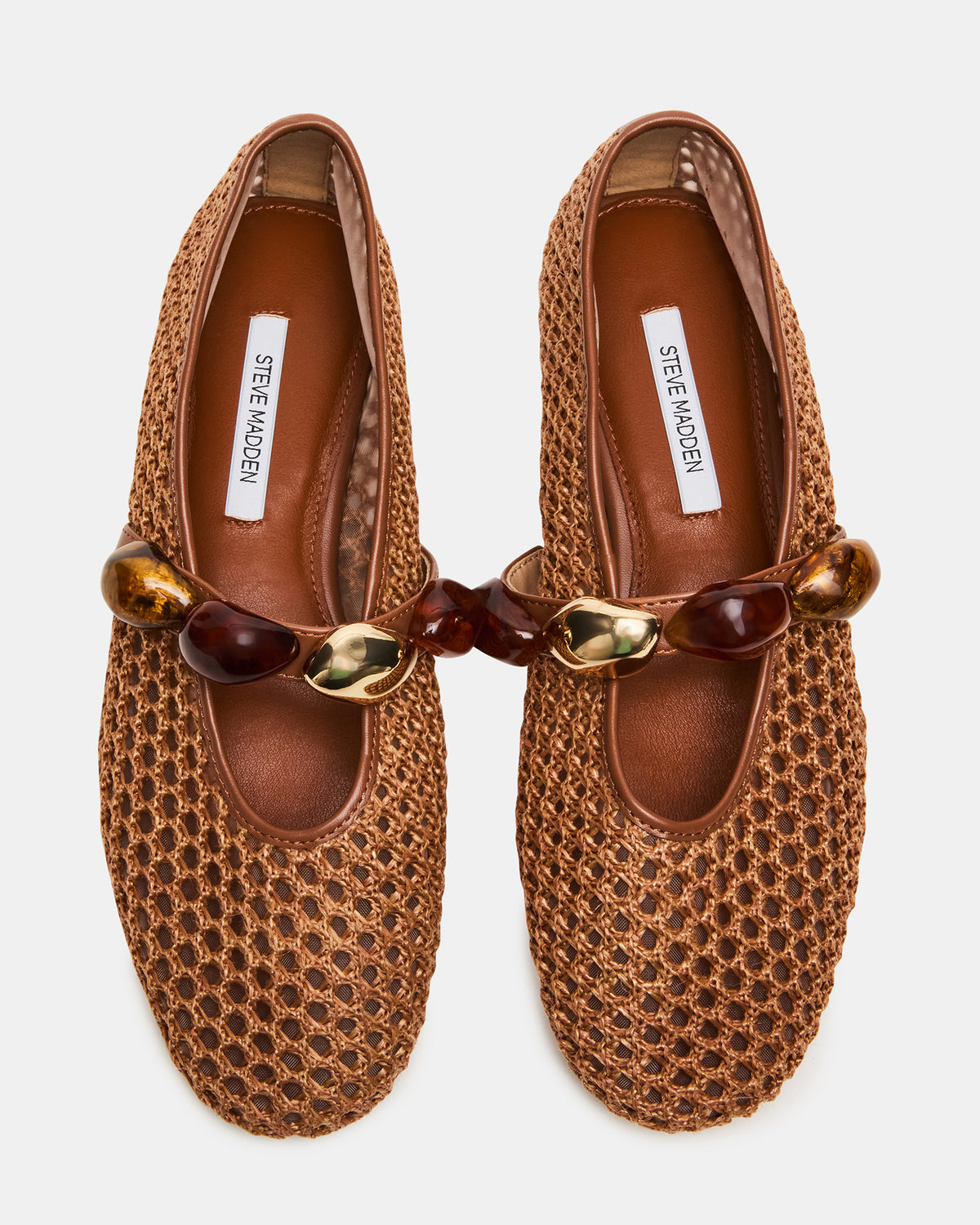 POPPIN Brown Raffia Mary Jane Ballet Women's Flat - Steve Madden
