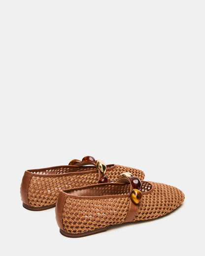 POPPIN Brown Raffia Mary Jane Ballet Women's Flat - Steve Madden