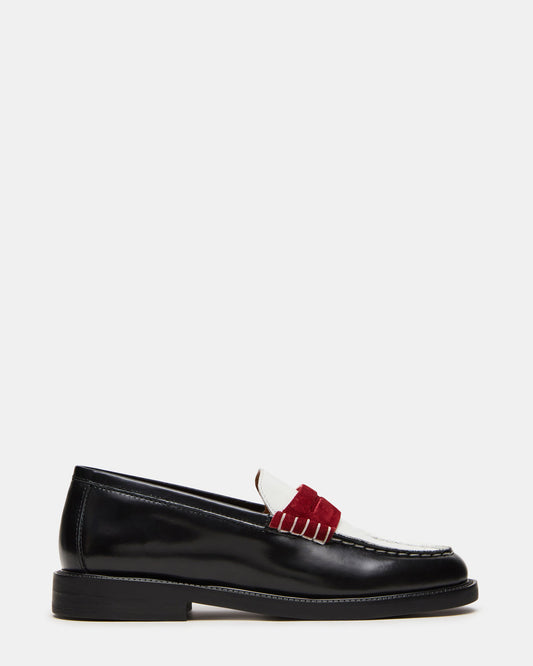 MADISON Black/Red Women's Penny Loafer - Steve Madden