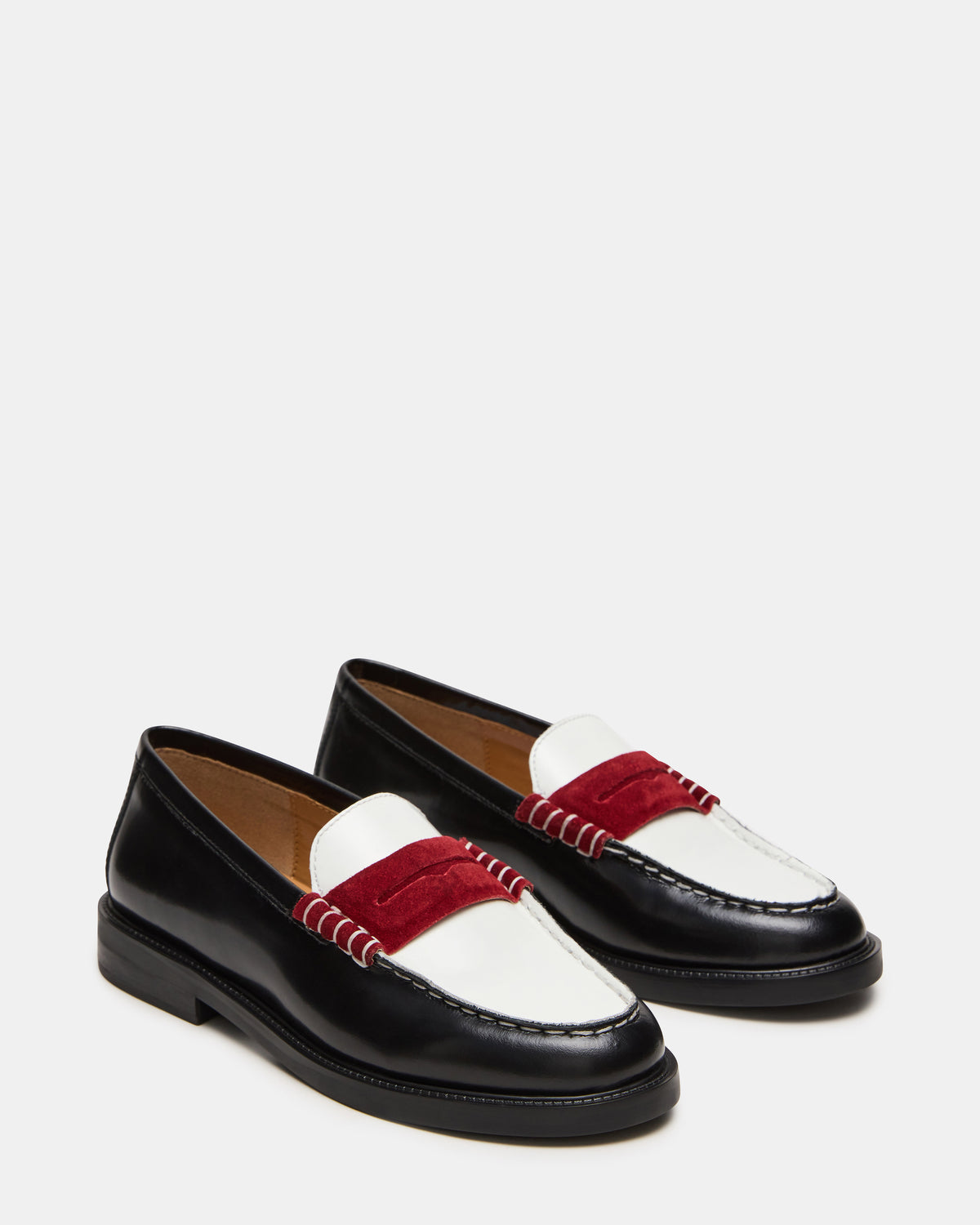 MADISON Black/Red Women's Penny Loafer - Steve Madden