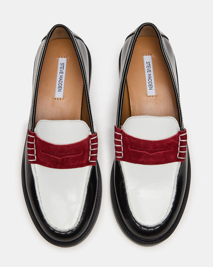 MADISON Black/Red Women's Penny Loafer - Steve Madden