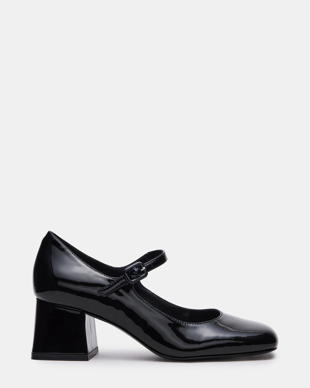 DARCEY Black Patent Square-Toe Mary Jane Block Heel Women's Loafer - Steve Madden