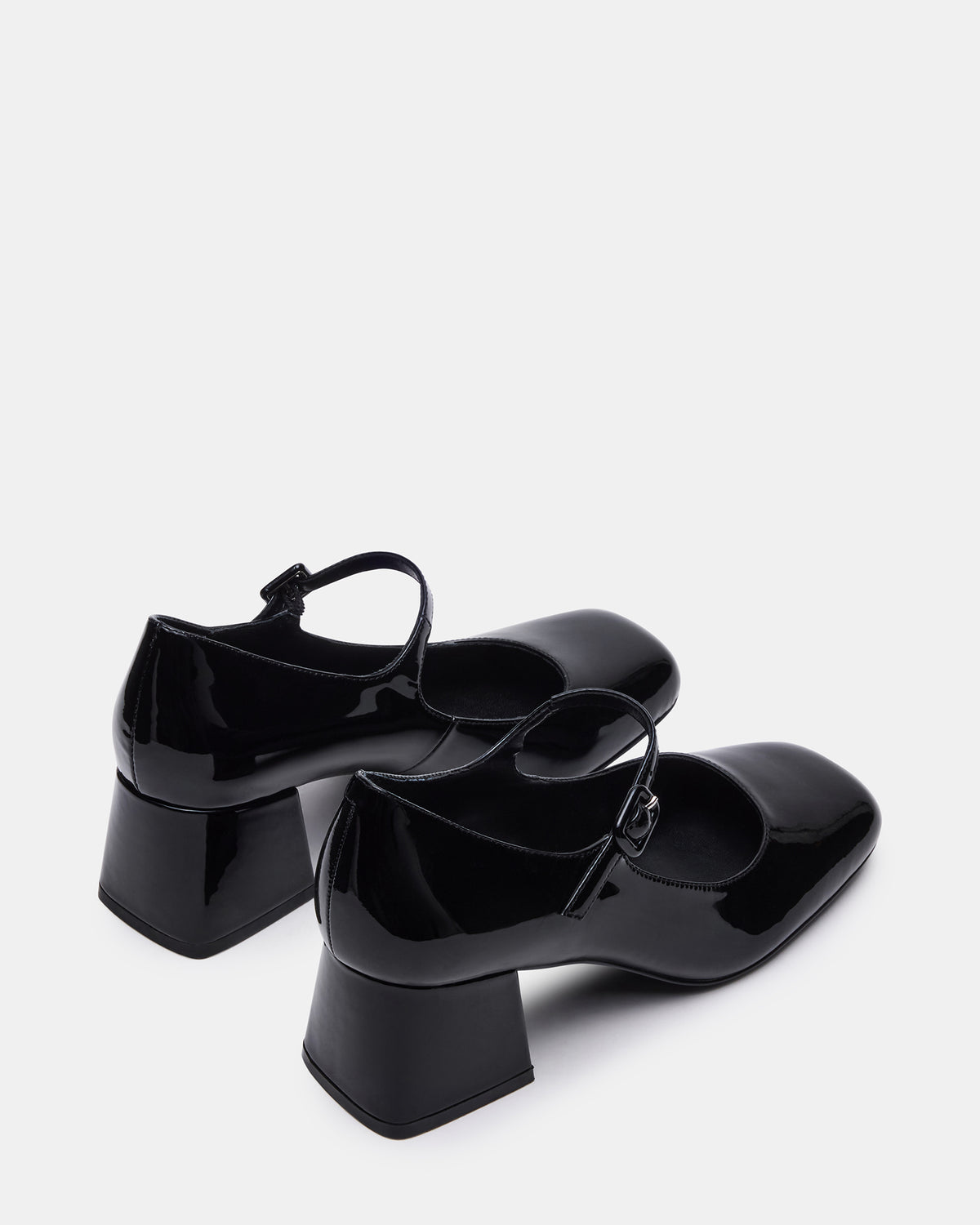 DARCEY Black Patent Square-Toe Mary Jane Block Heel Women's Loafer - Steve Madden