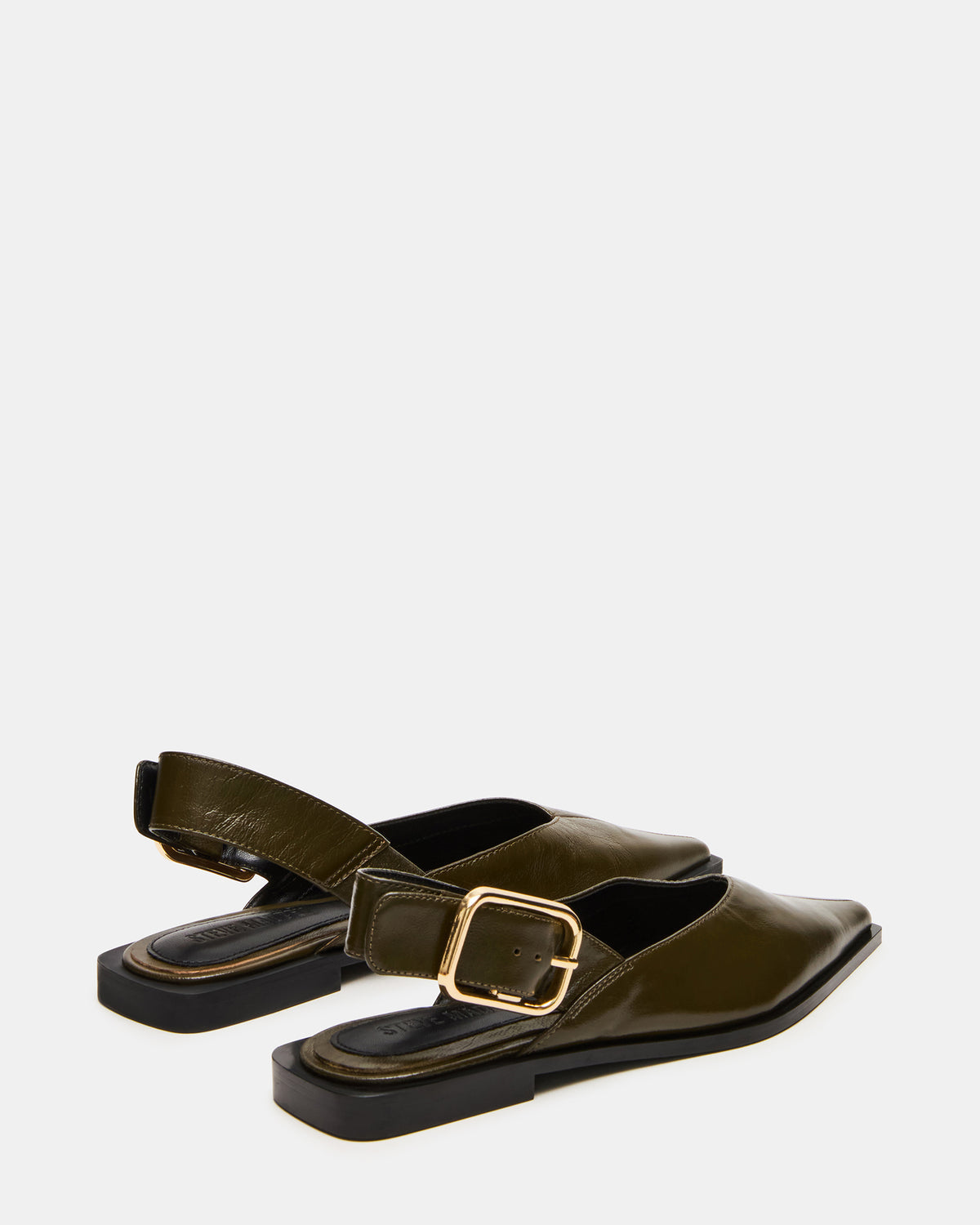 SHAY Olive Leather Pointed-Toe Slingback Ballet Women's Flat - Steve Madden