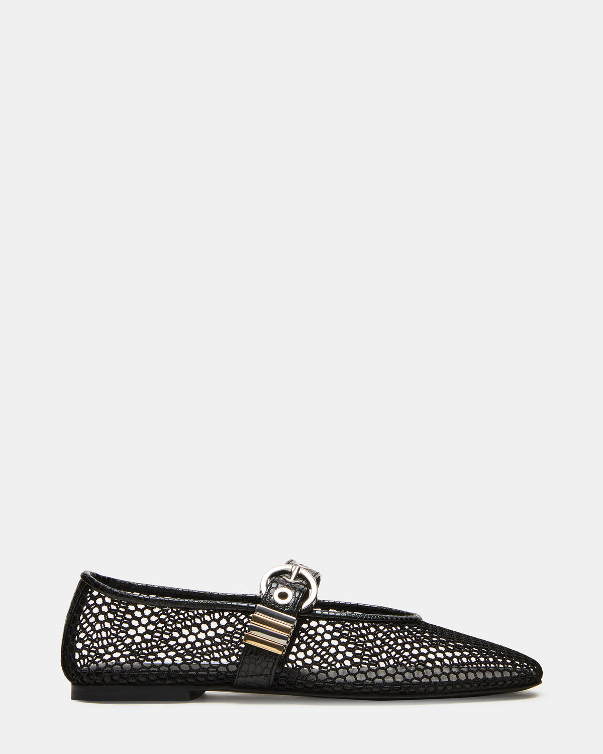 LUCIA Black Mesh Mary Jane Ballet Women's Flat - Steve Madden
