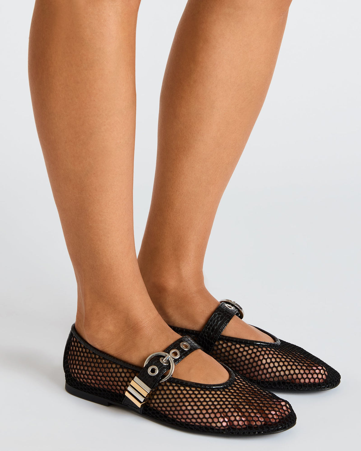 LUCIA Black Mesh Mary Jane Ballet Women's Flat - Steve Madden