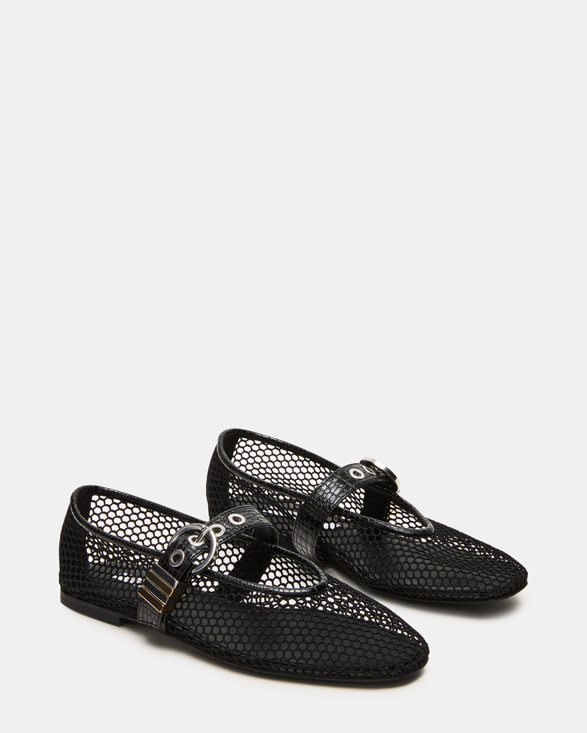 LUCIA Black Mesh Mary Jane Ballet Women's Flat - Steve Madden