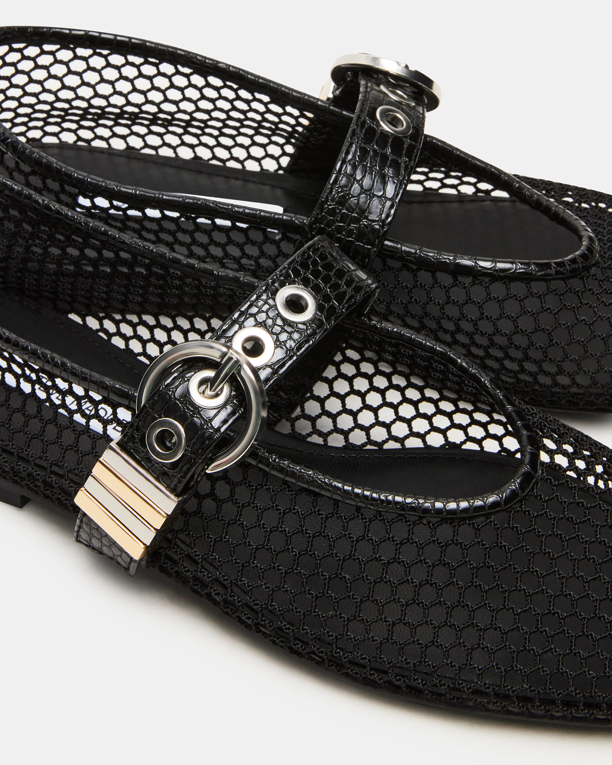 LUCIA Black Mesh Mary Jane Ballet Women's Flat - Steve Madden