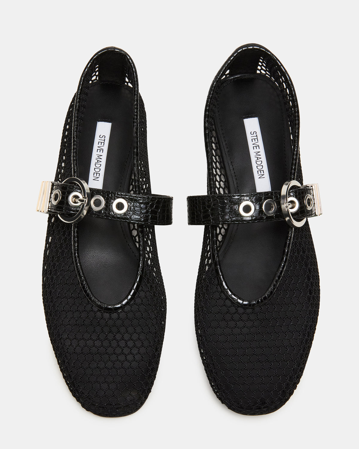 LUCIA Black Mesh Mary Jane Ballet Women's Flat - Steve Madden