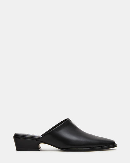 DESSA Black Leather Square-Toe Mule Women's Flat - Steve Madden