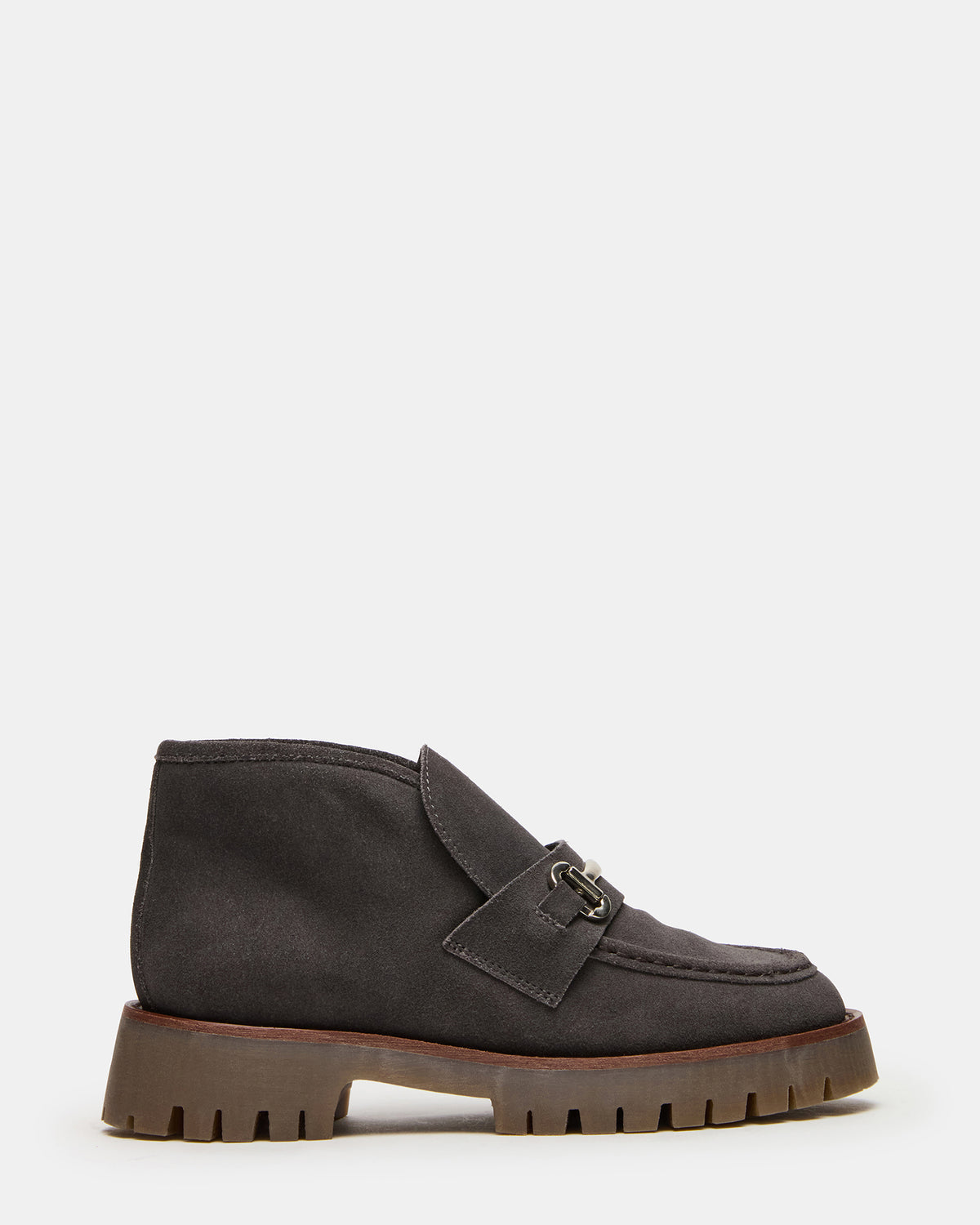 LEON Grey Suede Platform Lug Sole Women's Loafer - Steve Madden