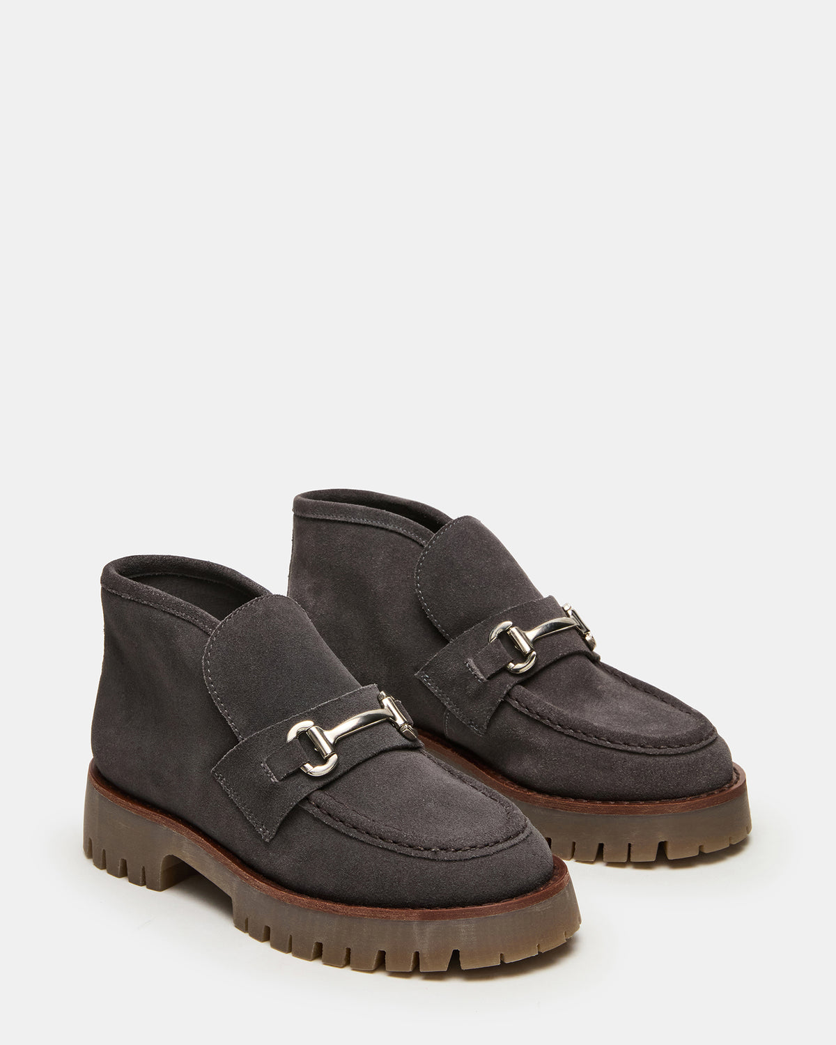 LEON Grey Suede Platform Lug Sole Women's Loafer - Steve Madden
