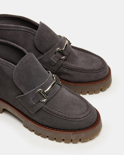 LEON Grey Suede Platform Lug Sole Women's Loafer - Steve Madden