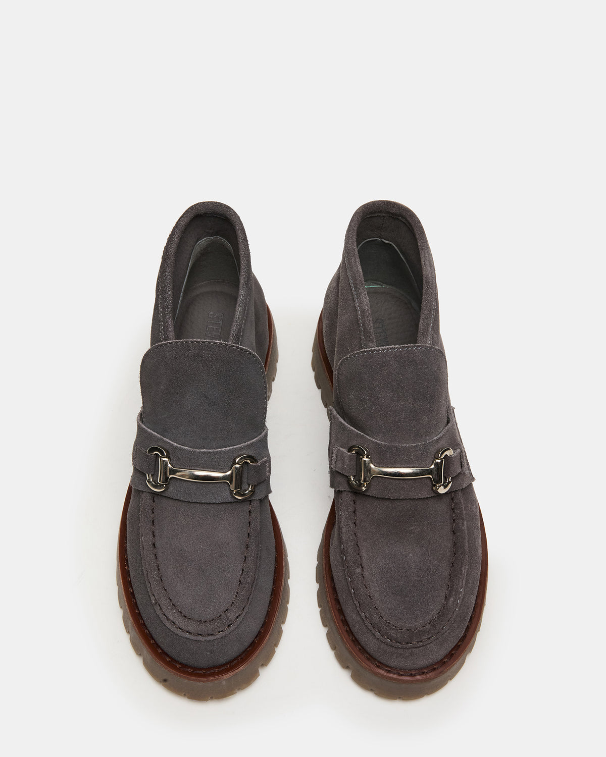 LEON Grey Suede Platform Lug Sole Women's Loafer - Steve Madden