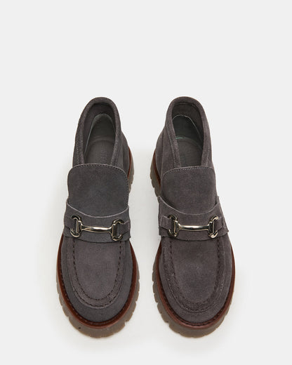 LEON Grey Suede Platform Lug Sole Women's Loafer - Steve Madden