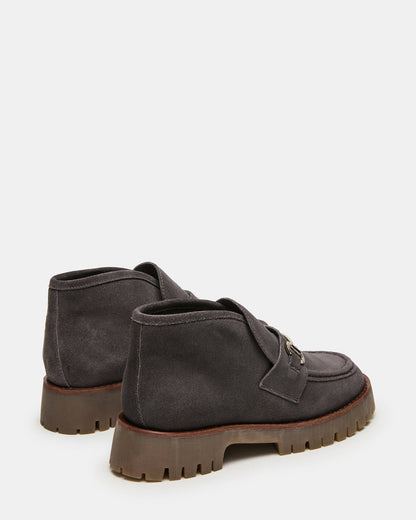 LEON Grey Suede Platform Lug Sole Women's Loafer - Steve Madden