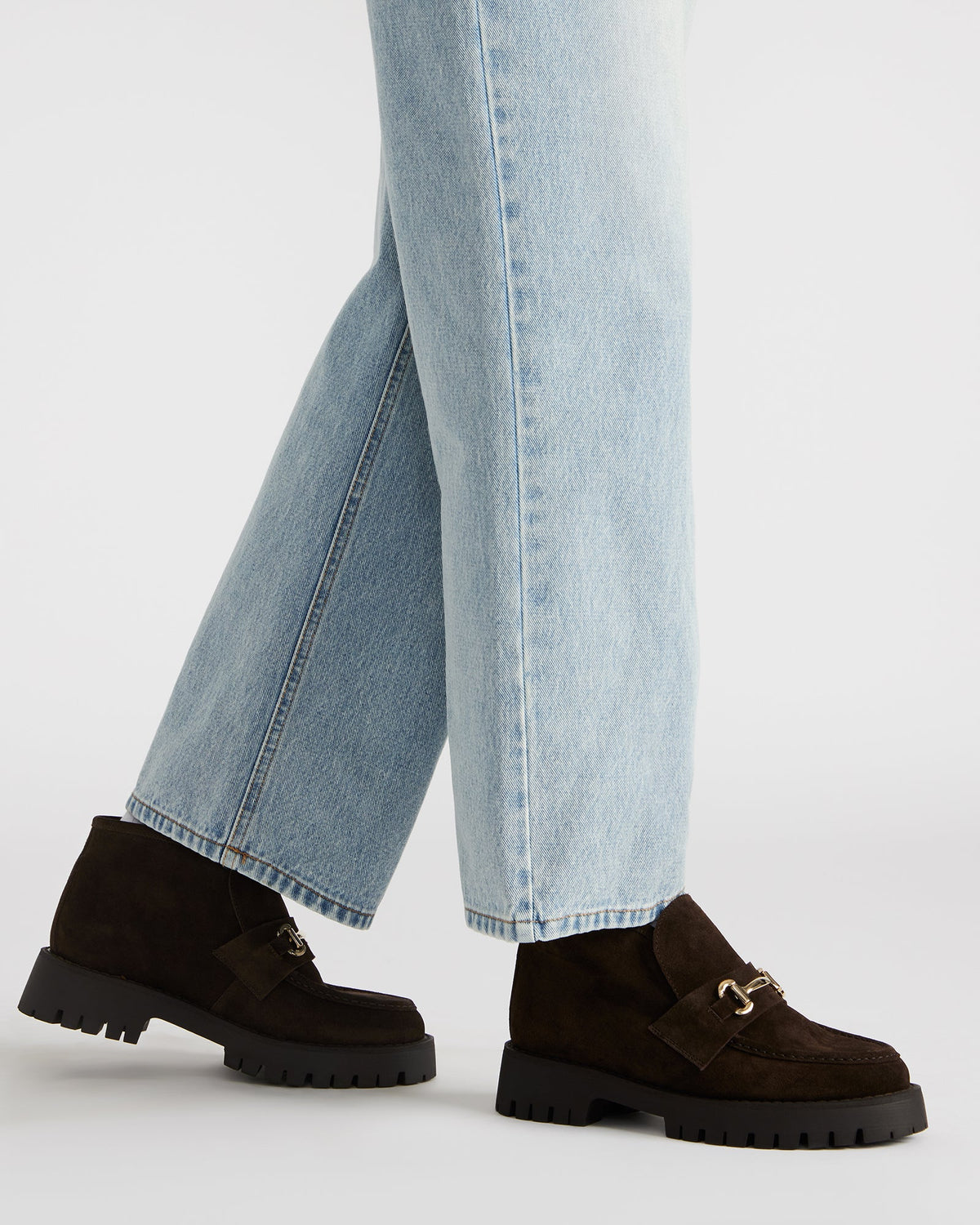 LEON Grey Suede Platform Lug Sole Women's Loafer - Steve Madden