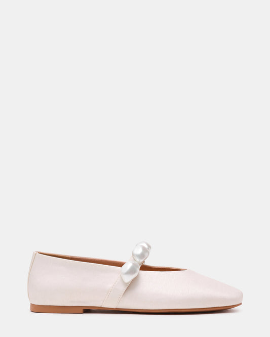 POPPIN Pearl White Mary Jane Ballet Women's Flat - Steve Madden