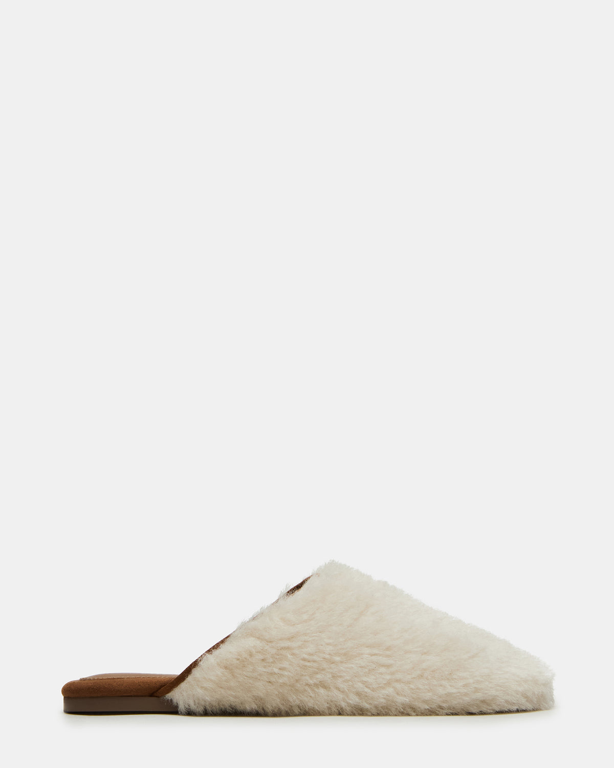 PEARSON Faux Fur Cream Rounded-Toe Slip-On Women's Flat - Steve Madden