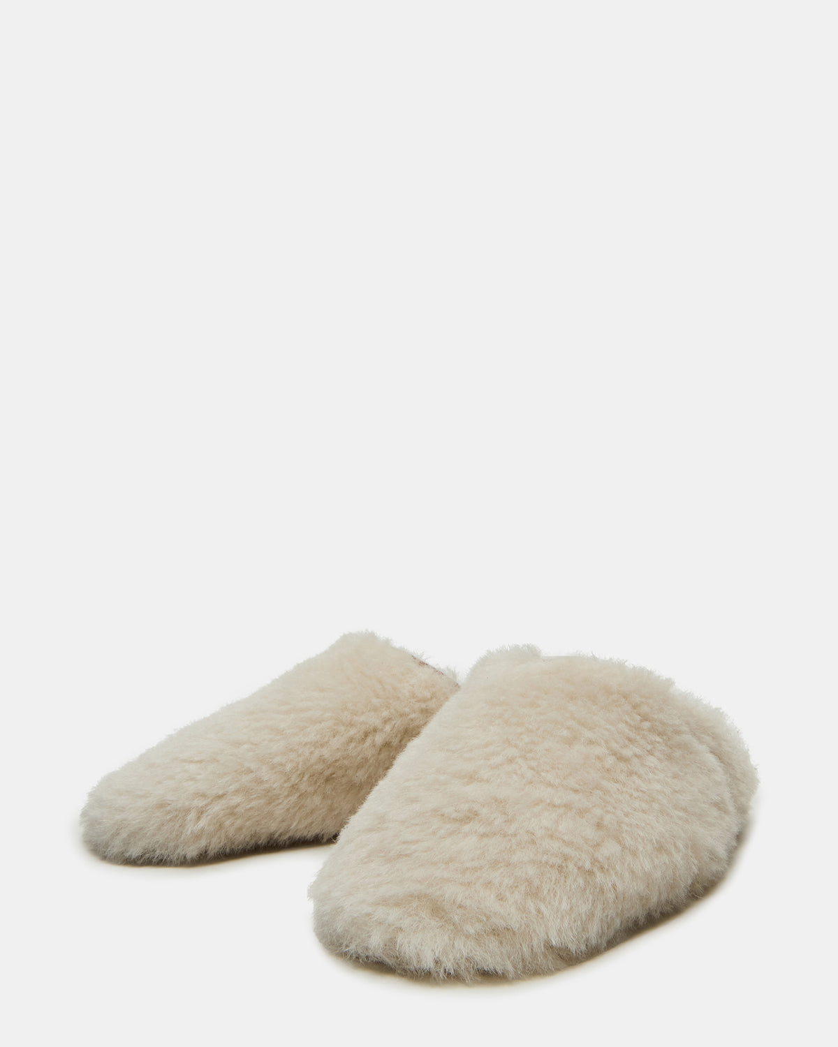 PEARSON Faux Fur Cream Rounded-Toe Slip-On Women's Flat - Steve Madden