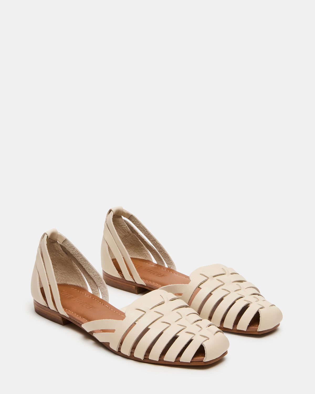 MEDLIN White Leather Square-Toe Fisherman Women's Flat - Steve Madden