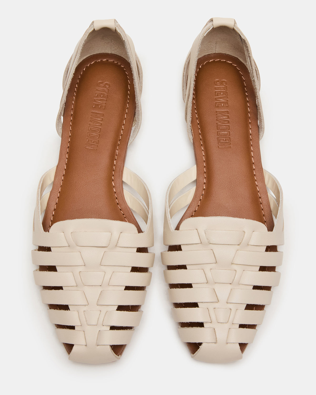 MEDLIN White Leather Square-Toe Fisherman Women's Flat - Steve Madden