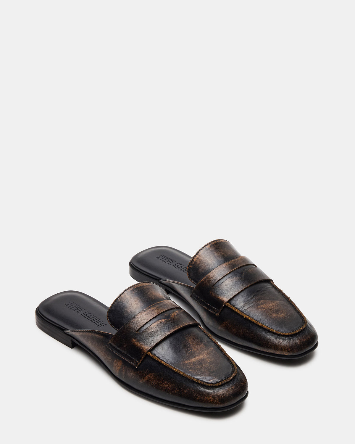 CALEB Brown Distressed Women's Slip-On Mule Flat - Steve Madden