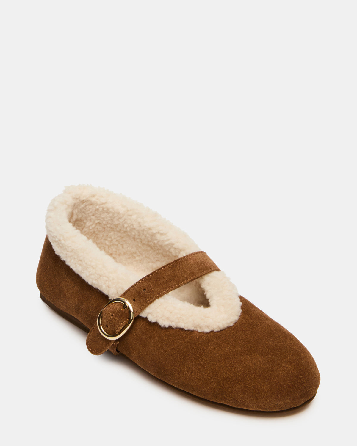 LODGE Chestnut Suede Mary Jane Round-Toe Women's Flat - Steve Madden