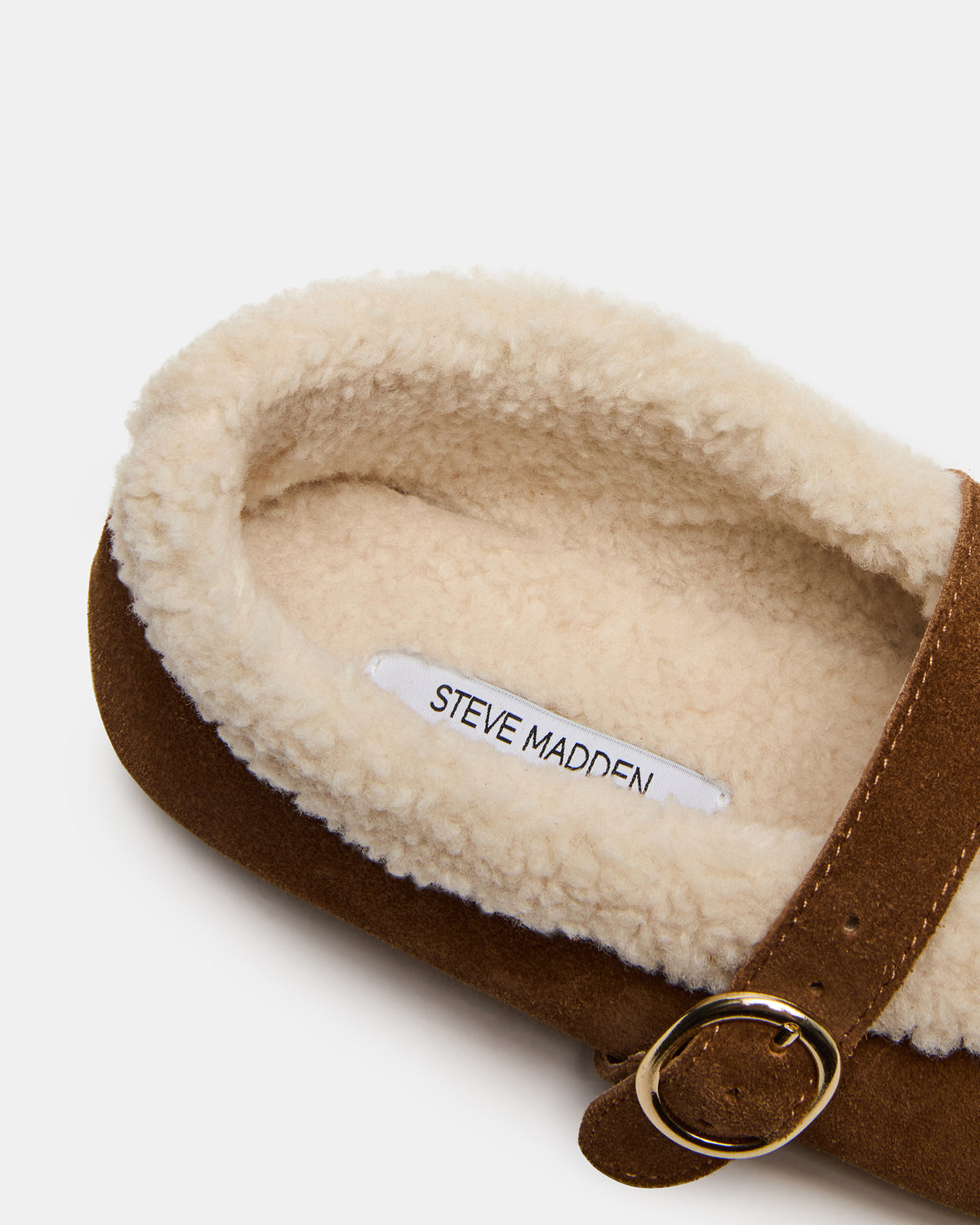 LODGE Chestnut Suede Mary Jane Round-Toe Women's Flat - Steve Madden