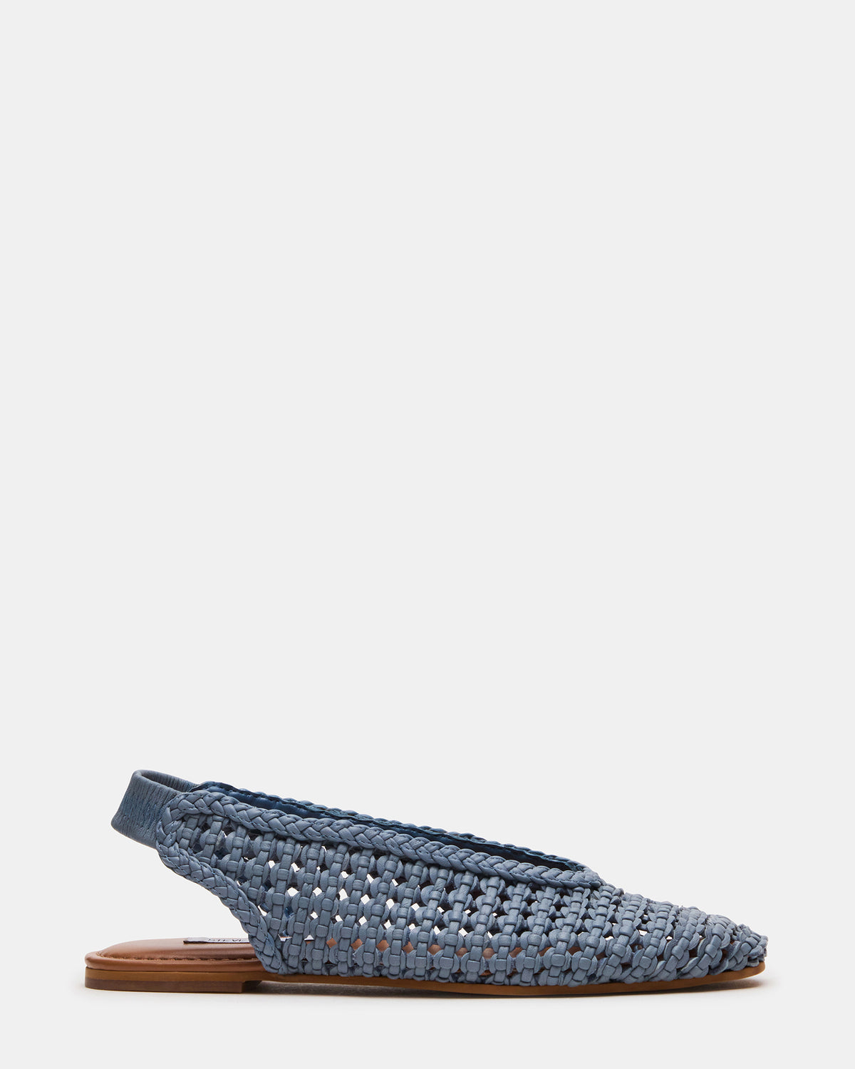 RUMI Blue Leather Woven Slingback Round-Toe Women's Flat - Steve Madden